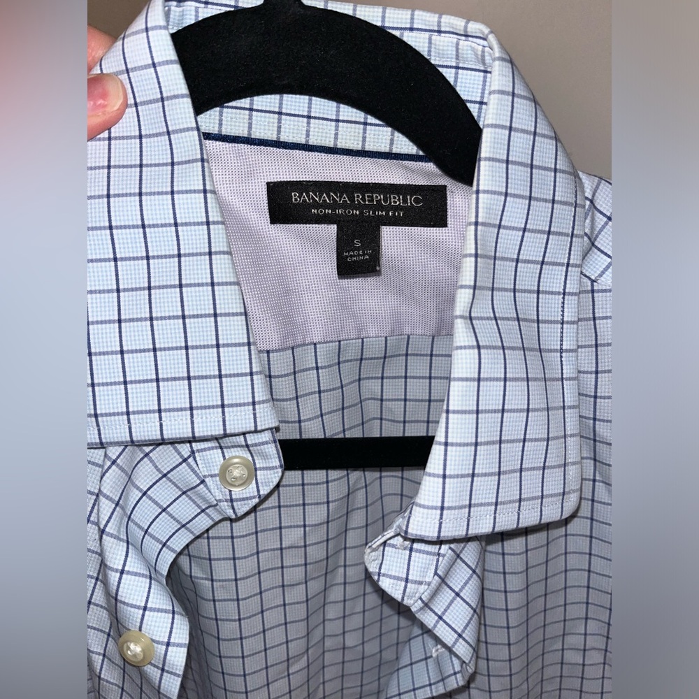 Banana Republic Dress Button Down Shirt Blue White Small